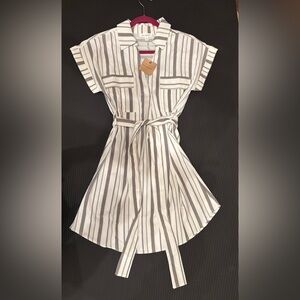 BLU PEPPER Striped Shirt Dress in Black and White Women’s Sz S NWT Tie Belt
